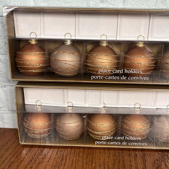 Pier 1 Holiday Ornament Balls Place Card Holders set of 12 w/name tag, new - Picture 2 of 7